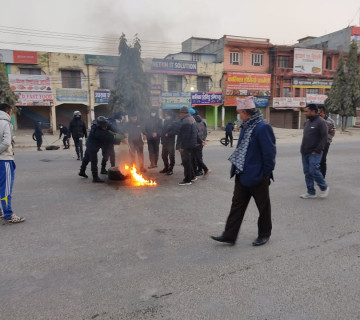 लुम्बिनीमा बन्दको प्रभाव, निजी सवारी फाट्टफुट्ट चले पनि सार्वजनिक यातायात ठप्प